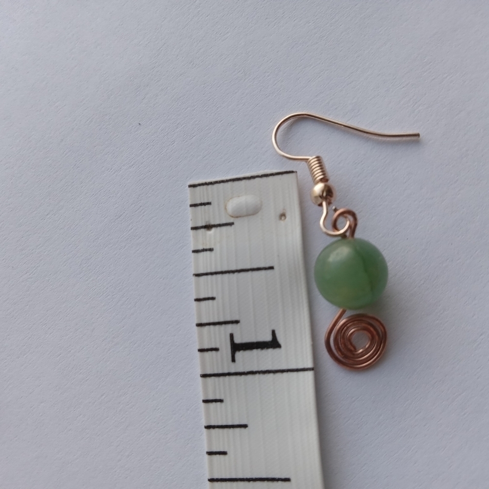 Aventurine stone wire wrapped earrings - Picture 5 of 5
